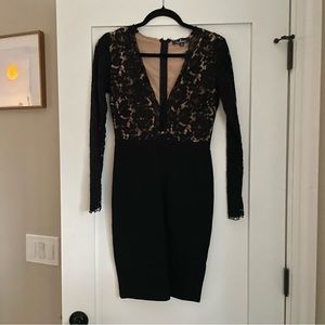 Black Lace Long Sleeve Dress LuLus